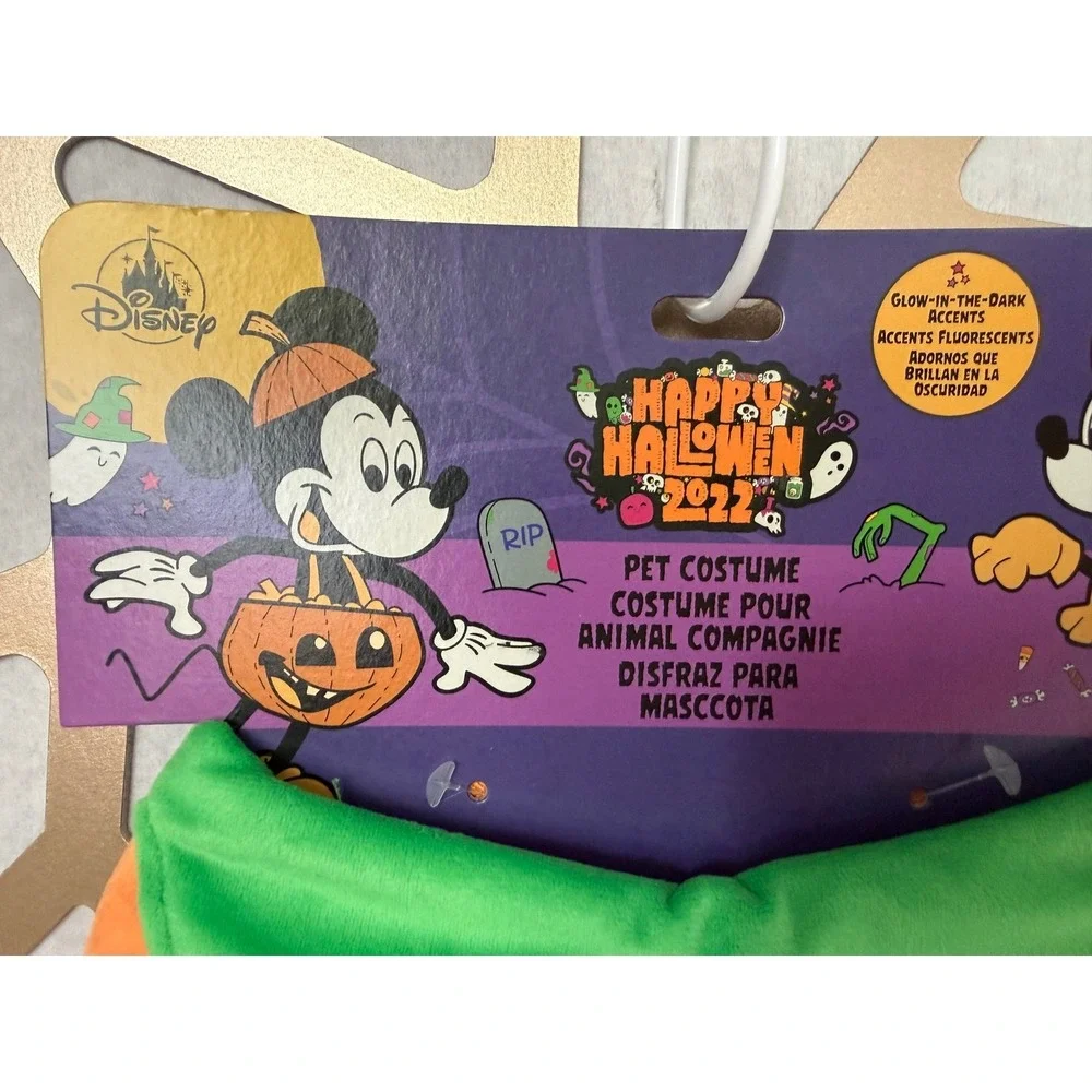 Disney Mickey Mouse Pumpkin Pet Costume Glow In The Dark Halloween Small S New